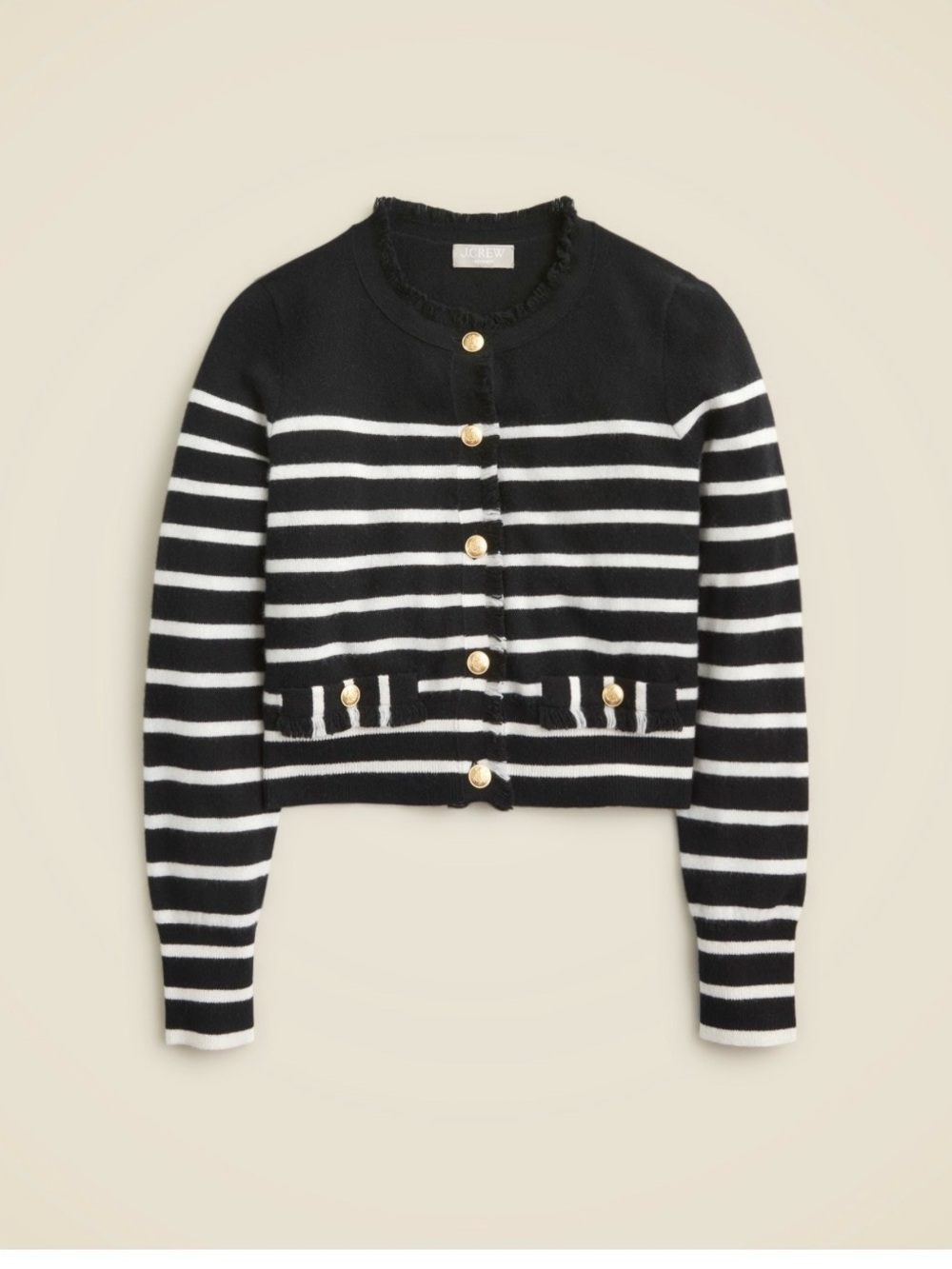 NWT J.Crew  Cashmere Fringe-Trim Sweater Lady Jacket, sz Small